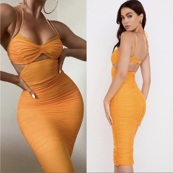 HOUSE OF CB Tibi Dress Orange XS - Picture 2 of 14